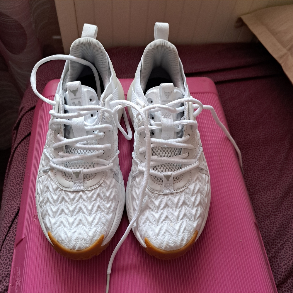 Under Armour White Sneakers with Gum Toe